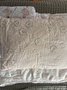POTTERY BARN- Monique Lhuillier Embroidered Floral Pillow, Sham and Comforter